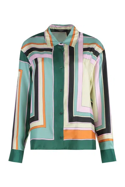 Weekend Max Mara Formia Printed Silk Shirt In Green