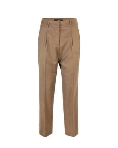 Weekend Max Mara Freccia Trousers In Camel Flannel In Blue