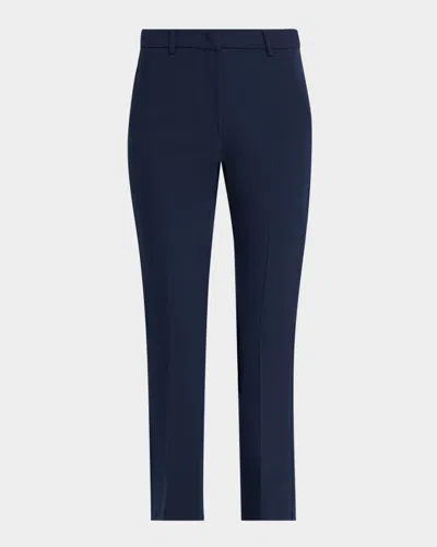 Weekend Max Mara Freda Cropped Stretch Canvas Slim Trousers In Blue