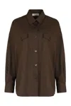 Weekend Max Mara Relaxed Linen Shirt Featuring Chest Pockets In Brown