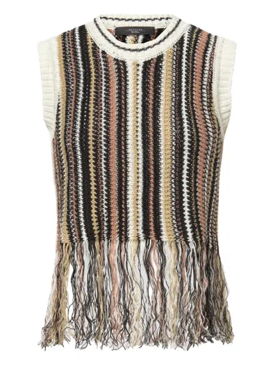 Weekend Max Mara Fringe-hem Knitted Top In Brown