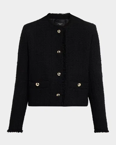 Weekend Max Mara Fringed Button-down Jacket In Black