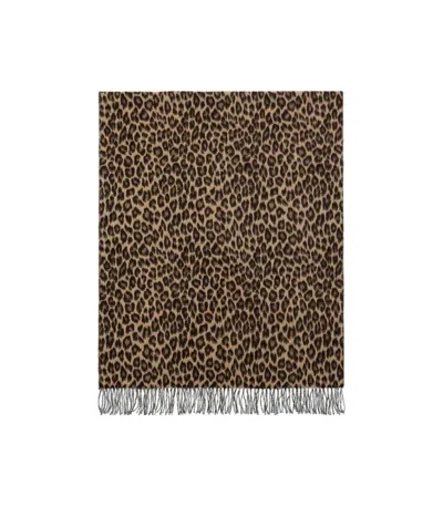 Weekend Max Mara Fringed Leopard Scarf In Black