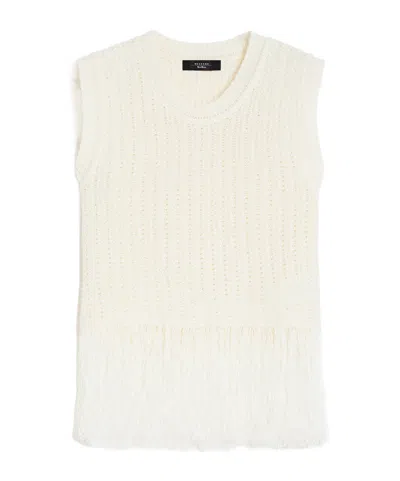 Weekend Max Mara Fringed Linen Top In White