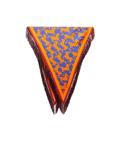 Weekend Max Mara Fringed Printed Silk Scarf In Multi
