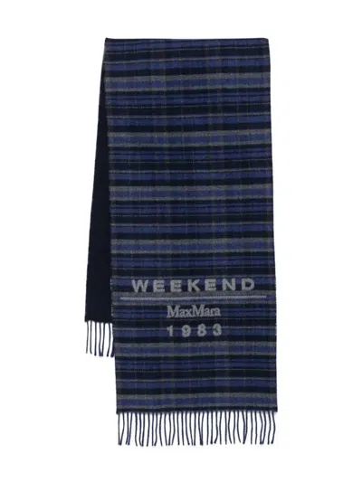 Weekend Max Mara Fringed Scarf In Blue