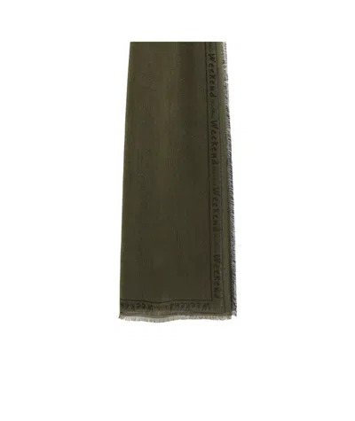 Weekend Max Mara Fringed Scarf In Green