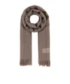 Weekend Max Mara Wool Ken Scarf With Embroidered Detail And Fringed Edges In Brown