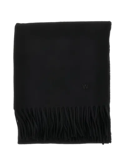 Weekend Max Mara Fringed Wool Scarf In Black