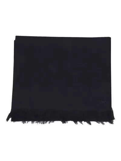 Weekend Max Mara Fringed Wool Scarf In Blue