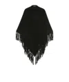 Weekend Max Mara Fringed Triangular Poncho In Black