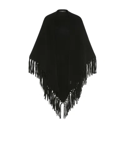 Weekend Max Mara Fringed Triangular Poncho In Transparent