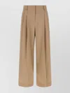 Weekend Max Mara Front Pleated Wide Leg Trousers With Belt Loops In Brown