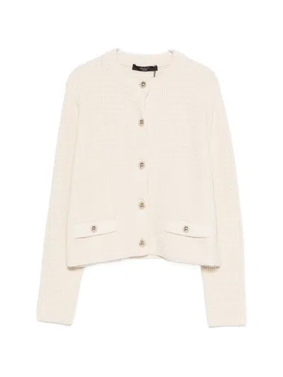 Weekend Max Mara Front-pocket Buttoned Cardigan In White