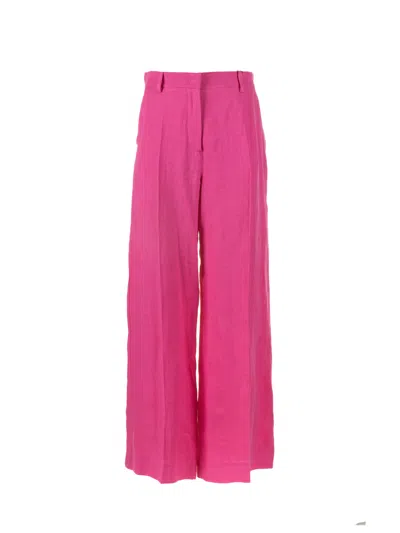Weekend Max Mara Fuchsia Linen Trousers In Purple