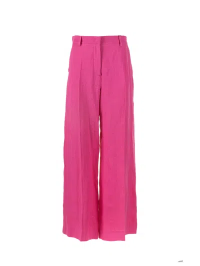 Weekend Max Mara Fuchsia Linen Trousers In Fuxia