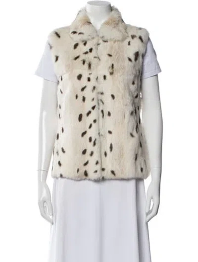 Pre-owned Weekend Max Mara Fur Animal Print Fur Jacket In White