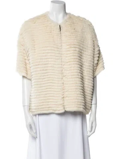 Pre-owned Weekend Max Mara Fur Striped Fur Jacket In Neutral