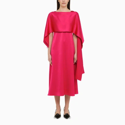 Weekend Max Mara Fuxia Satin Midi Dress With Stole In White
