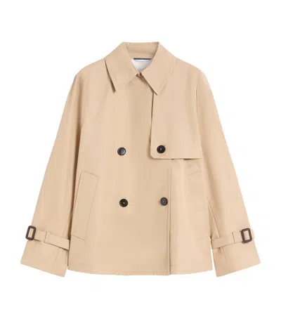 Weekend Max Mara Gabardine Cropped Trench Coat In Beige