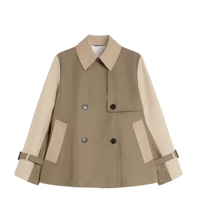 Weekend Max Mara Gabardine Cropped Trench Coat In Brown