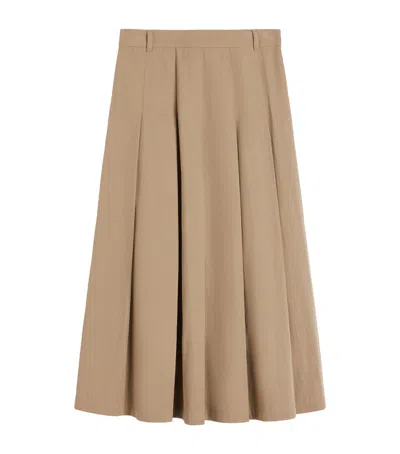 Weekend Max Mara Gabardine Pleated Maxi Skirt In Beige