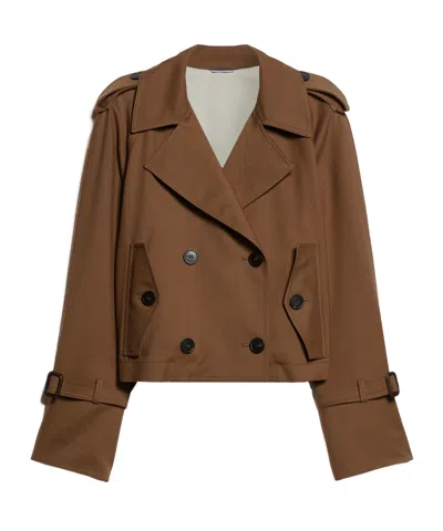 Weekend Max Mara Gabardine Short Wool Jacket In Brown