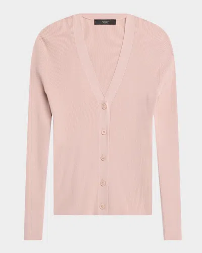 Weekend Max Mara Gabriel Button-down Rib Knit Cardigan In Pink