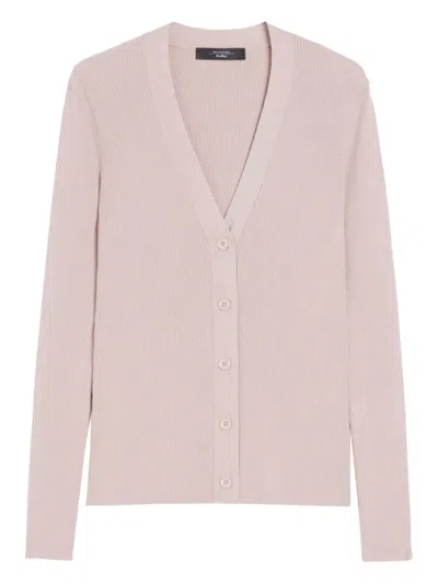 Weekend Max Mara Gabriel Ribbed V-neck Cardigan In Pink
