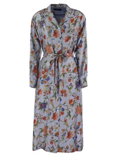 Weekend Max Mara Gaia Floral Printed Midi Dress In Blue