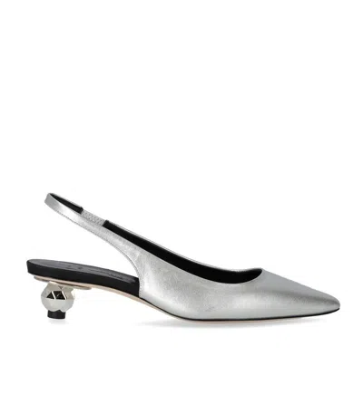 Weekend Max Mara Gallico Silver Slingback Pumps In Gray