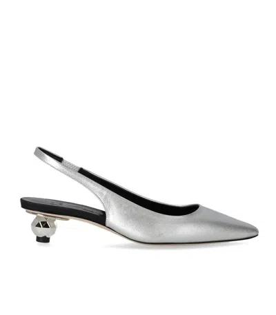 Weekend Max Mara Gallico Silver Slingback Pumps In Gray