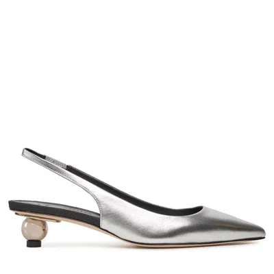 Weekend Max Mara Gallico Slingback In Laminated Leather In Silver