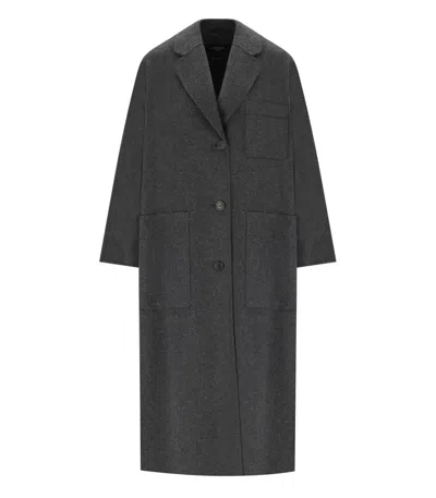 Weekend Max Mara Galosce Button-up Long-sleeved Coat In Grey