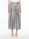 Weekend Max Mara Gamma Long Metallic Pleated Skirt In Silver