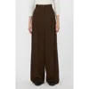 Weekend Max Mara Omens Dark Brown Garenna Pleated Wool Trousers In Brown
