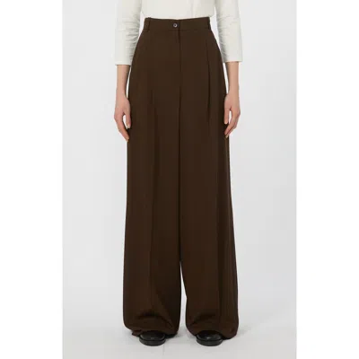 Weekend Max Mara Garenna Wide Leg Virgin Wool Pants In Brown