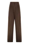 Weekend Max Mara High Waist Wide Leg Wool Trousers In Brown