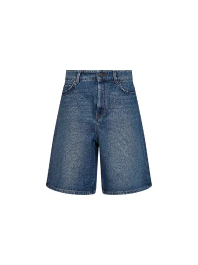 Weekend Max Mara Garment-dyed Denim Bermuda Shorts In Blue