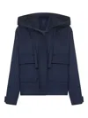 Weekend Max Mara Gary Hooded Patch-pocket Coat In Blue