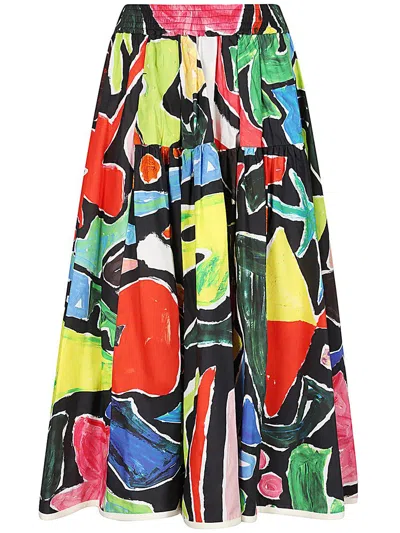 Weekend Max Mara Gathered Midi Skirt In Multicolor