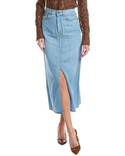 Weekend Max Mara Gelada Linen-blend Midi Skirt In Blue