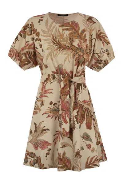 Weekend Max Mara Genero - Printed Cotton T-shirt Dress In Brown