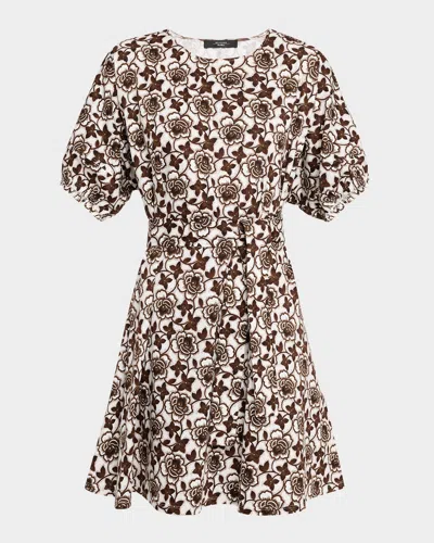 Weekend Max Mara Genero Floral-print Cotton Mini Dress In Gray