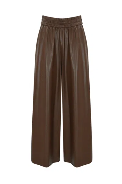 Weekend Max Mara Gennaro Trousers In Coated Fabric In Castagna