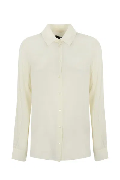 Weekend Max Mara Geo Shirt In Washed Crepe De Chine In Avorio
