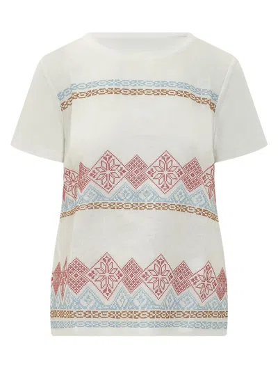 Weekend Max Mara Geometric Embroidered T-shirt In White