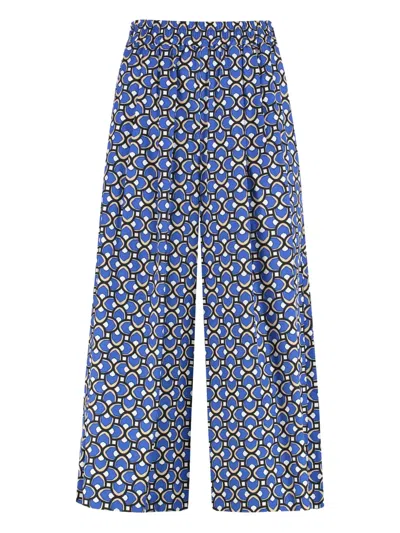 Weekend Max Mara Geometric-print Cropped Trousers In Blue