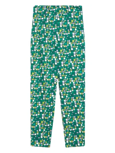Weekend Max Mara Geometric-print Trousers In Green