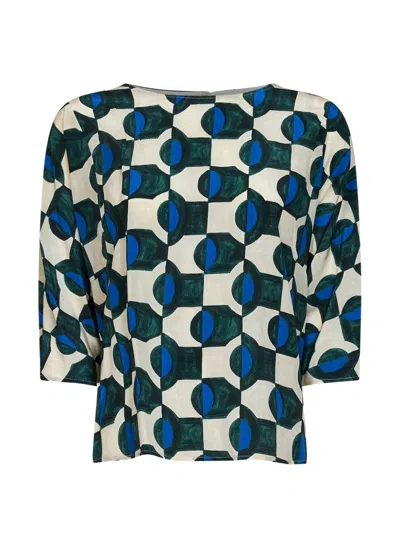 Weekend Max Mara Geometric-print Bow-detail Blouse In Multi